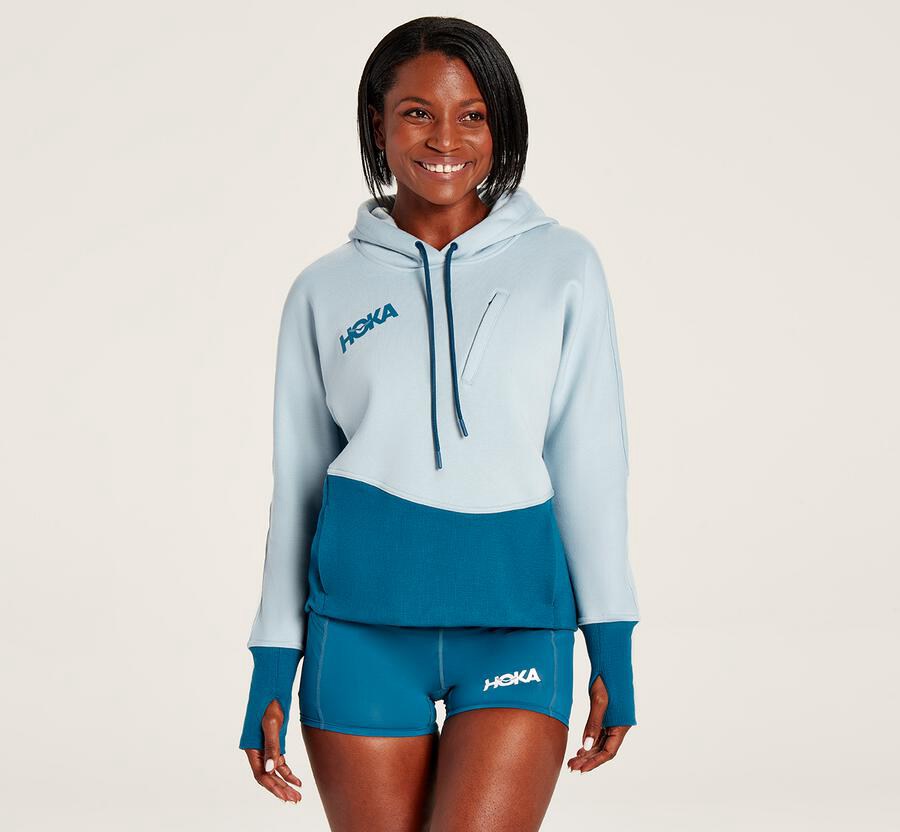 Hoodie Womens - Hoka One One Performance - Blue - UDKXLNR-71